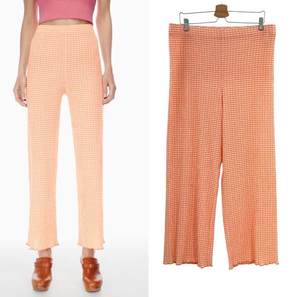 Aritzia Pants - Aritzia Wilfred Verona Pant Seersucker Pull-On Gingham Orange Size XL